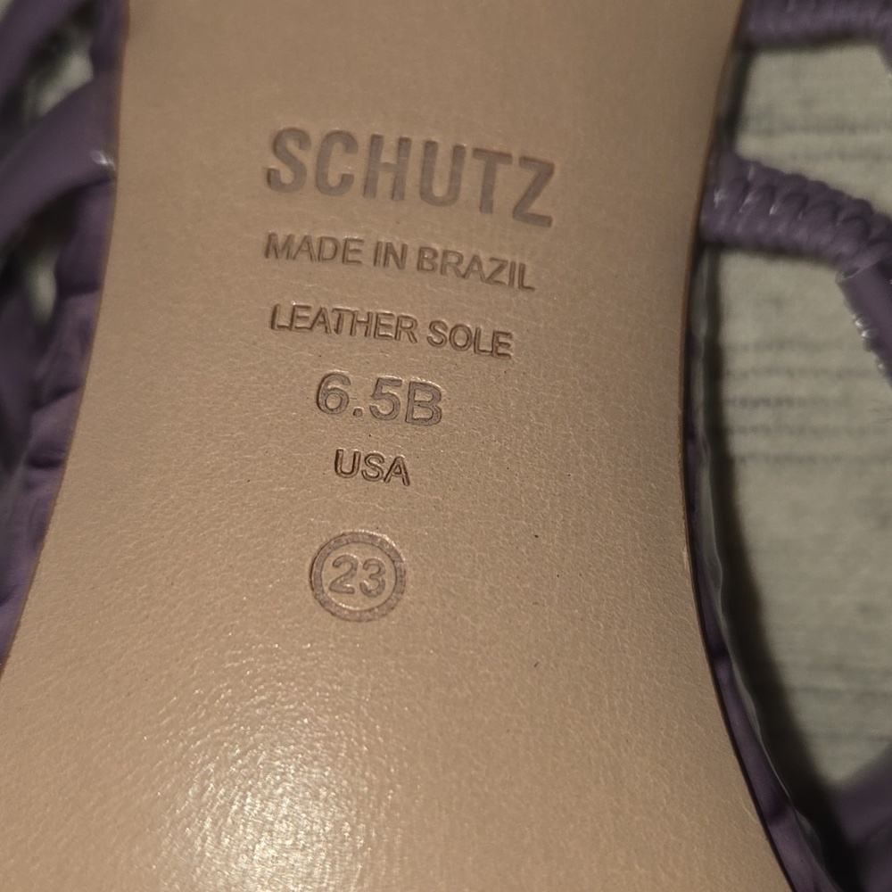 Schutz-Leather Heeled Sandals 'Lover Mid' In Orchid-Size 6.5 - Picture 7 of 17